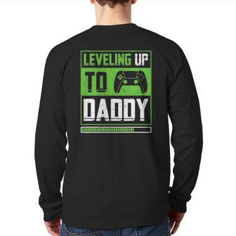 Leveling Up To Daddy Vintage Gamer Pregnancy Announcement Back Print Long Sleeve T-shirt | Mazezy