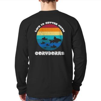 Life Is Better With Corydoras Cory Cat Dad Aquarium Fish Back Print Long Sleeve T-shirt | Mazezy