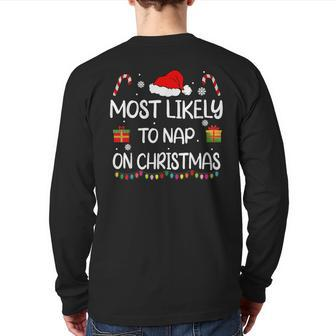Most Likely To Nap On Christmas Family Matching Back Print Long Sleeve T-shirt - Seseable