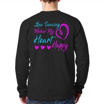 Line Dancing Makes My Heart Happy Line Dance Back Print Long Sleeve T-shirt - Monsterry