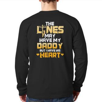 Lineman Dad I Have My Daddy's Heart Father's Day Kid Back Print Long Sleeve T-shirt | Mazezy DE
