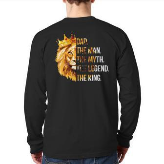 Lion Dad The Man The Myth The Legend King Fathers Day Back Print Long Sleeve T-shirt | Mazezy