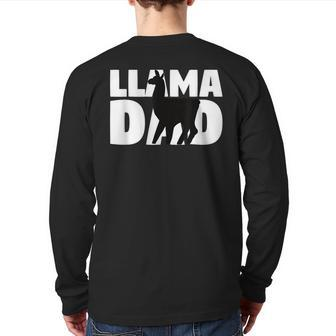 Llama Dad Llama Lover For Father Pet Animal Back Print Long Sleeve T-shirt | Mazezy
