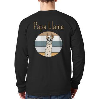 Llama Dad Matching Papa Alpaca Lover Father's Day Back Print Long Sleeve T-shirt | Mazezy