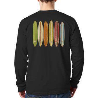 Longboard Surfboards Vintage Retro Style Surfing Back Print Long Sleeve T-shirt - Monsterry DE