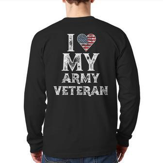 I Love My Army Veteran Vintage Back Print Long Sleeve T-shirt | Mazezy