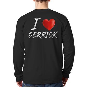 I Love Heart Derrick Family Name T Back Print Long Sleeve T-shirt - Monsterry CA