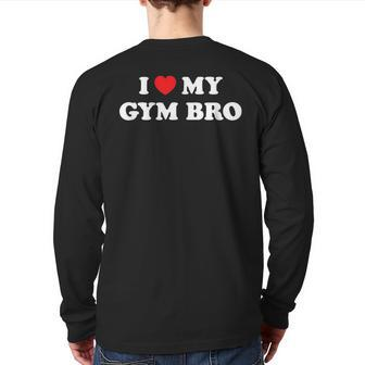 I Love Heart My Gym Bro Fitness Workout Back Print Long Sleeve T-shirt | Mazezy