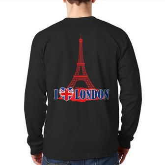 I Love London Eiffel Tower Paris France Prank Jokes Back Print Long Sleeve T-shirt - Monsterry AU