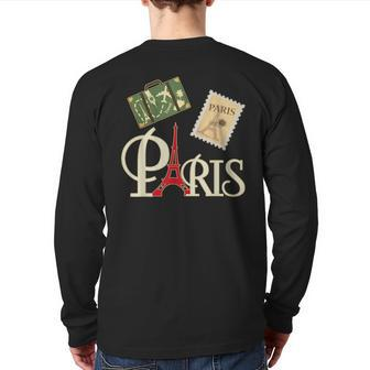 I Love Paris French Vintage Souvenir For Traveler Back Print Long Sleeve T-shirt - Monsterry UK