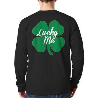 Lucky Me Four Leaf Clover Irish Back Print Long Sleeve T-shirt - Monsterry CA