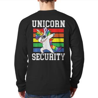 Magical Unicorn Security Best Dad Ever Fathers Day Back Print Long Sleeve T-shirt | Mazezy