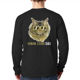 Maine Coon Dad For Cat Lovers Father's Day Back Print Long Sleeve T-shirt | Mazezy