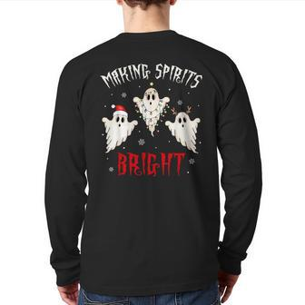 Making Spirits Bright Creepy Goth Xmas Family Holiday Pjs Back Print Long Sleeve T-shirt - Monsterry AU