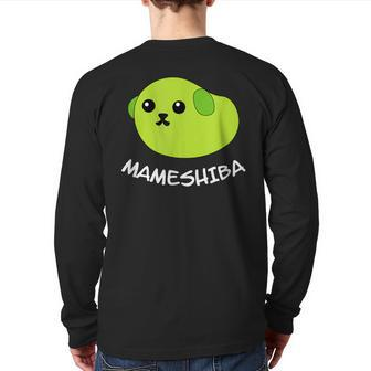 Mameshiba Edamame Bean Dog With Cute Grean Pea Back Print Long Sleeve T-shirt - Monsterry
