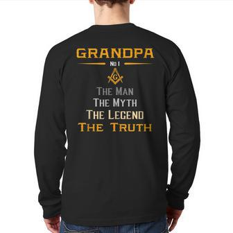 Masonic Grandpa No1 The Man The Myth The Legend The Truth Back Print Long Sleeve T-shirt | Mazezy