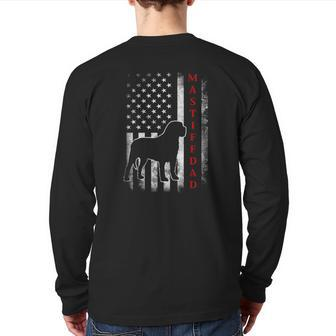Mastiff Dad With Proud American Flag Dog Lover Back Print Long Sleeve T-shirt | Mazezy