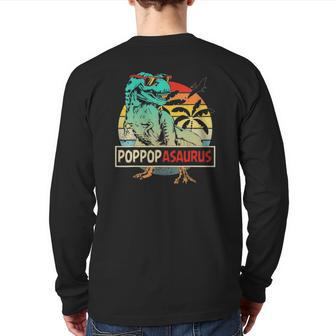Matching Family Poppopasaurusrex Father's Day Poppop Back Print Long Sleeve T-shirt | Mazezy