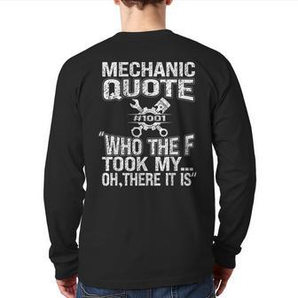 Mechanic Car Guy Mechanic Quote Back Print Long Sleeve T-shirt - Monsterry