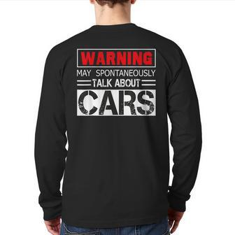 Mechanic Warning May Spontaneously Start Talking About Cars Back Print Long Sleeve T-shirt - Monsterry CA