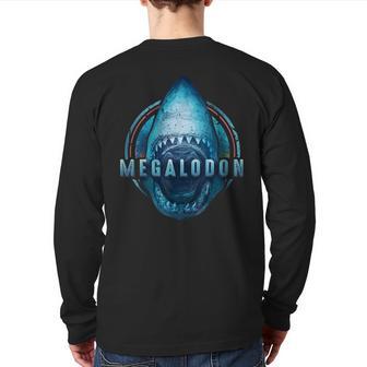 Megalodon Giant Shark Back Print Long Sleeve T-shirt - Monsterry CA