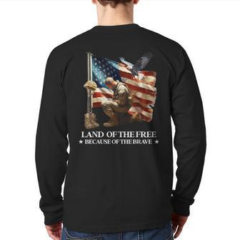Memorial Day Land Of Free Because Of Brave Veterans American Back Print Long Sleeve T-shirt | Mazezy