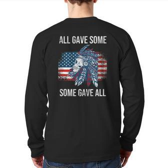 Memorial Day Military Vintage Us Patriotic American Skull Back Print Long Sleeve T-shirt | Mazezy