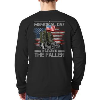 Memorial Day Remember The Fallen Veteran Military Vintage Back Print Long Sleeve T-shirt | Mazezy