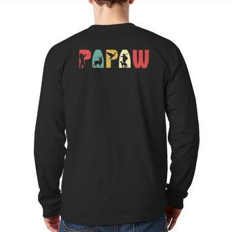 Men Vintage Hunting Papaw Father's Day Grandpa Back Print Long Sleeve T-shirt | Mazezy