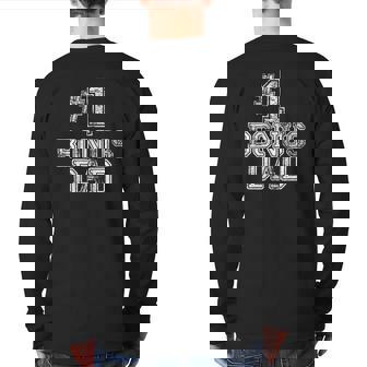 Mens 1 Bonus Dad Number One Father's Day Tee Back Print Long Sleeve T-shirt | Mazezy