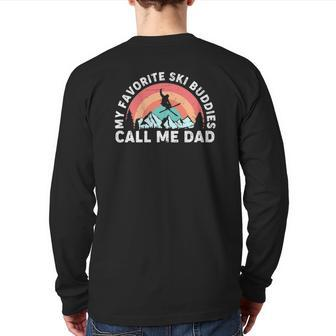 Mens 2Mlk Vintage My Favorite Ski Buddies Call Me Dad Father's Day Back Print Long Sleeve T-shirt | Mazezy