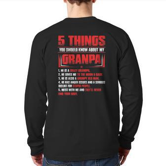 Mens 5 Things You Should Know About My Grandpa Father's Day Back Print Long Sleeve T-shirt | Mazezy