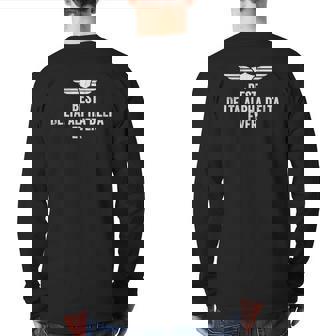 Mens Airplane Pilot Best Dad Flying Back Print Long Sleeve T-shirt | Mazezy