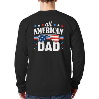 Mens All American Dad 4Th Of July Usa Family Matching Outfit Back Print Long Sleeve T-shirt | Mazezy