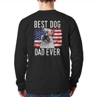 Mens American Flag Best Dog Dad Ever Soft Coated Wheaten Terrier Back Print Long Sleeve T-shirt | Mazezy