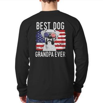 Mens American Flag Best Dog Grandpa Ever Boxer Usa Back Print Long Sleeve T-shirt | Mazezy