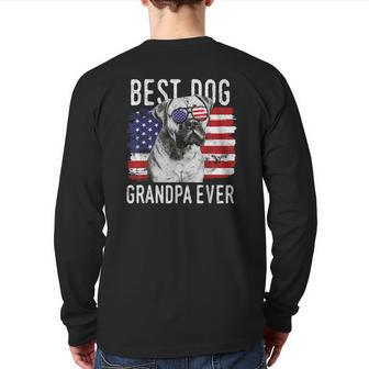 Mens American Flag Best Dog Grandpa Ever Mastiff Usa Back Print Long Sleeve T-shirt | Mazezy