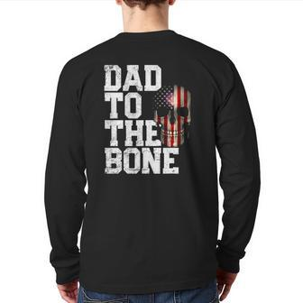 Mens American Flag Skull 4Th Of July Dad Father's Day Back Print Long Sleeve T-shirt | Mazezy