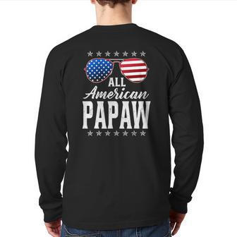 Mens All American Papaw 4Th Of Julyfathers Day Papaw Back Print Long Sleeve T-shirt | Mazezy