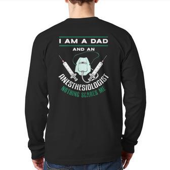 Mens Anesthesiologist Dad Anesthesiology Father Back Print Long Sleeve T-shirt | Mazezy