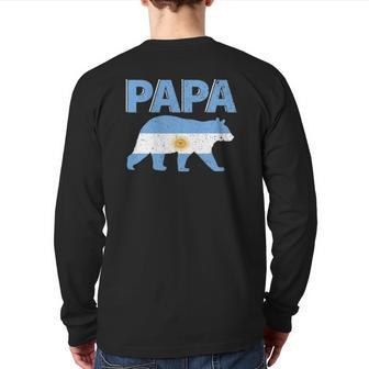 Mens Argentina Flag Papa Bear Argentinian Dad Father's Day Back Print Long Sleeve T-shirt | Mazezy CA