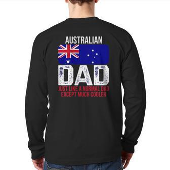 Mens Australian Dad Australia Flag For Father's Day Back Print Long Sleeve T-shirt | Mazezy