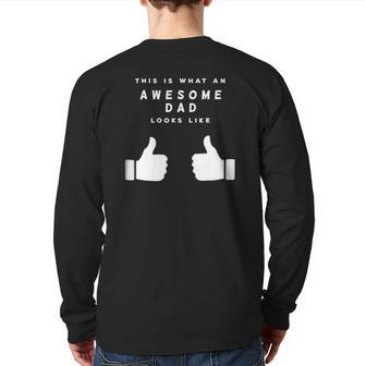 Mens This Is What An Awesome Dad Looks Like Fathers Day Back Print Long Sleeve T-shirt | Mazezy DE