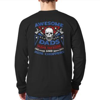 Mens Awesome Dads Have Tattoos And Ride Choppers Back Print Long Sleeve T-shirt | Mazezy
