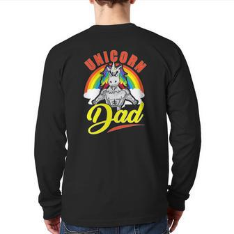 Mens Awesome Unicorn Dad Cool Unicorn Dads Back Print Long Sleeve T-shirt | Mazezy