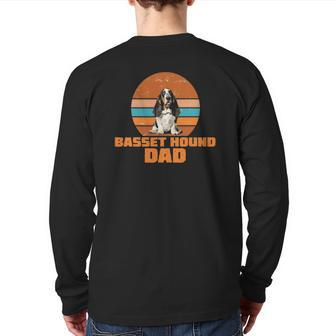 Mens Basset Hound Dad Vintage Dog Back Print Long Sleeve T-shirt | Mazezy