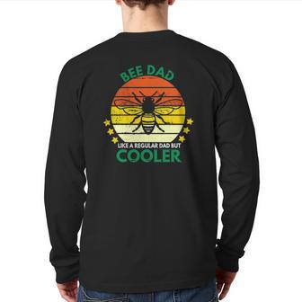 Mens Bee Dad Beekeeping Supplies Organic Honey Fathers Day Back Print Long Sleeve T-shirt | Mazezy