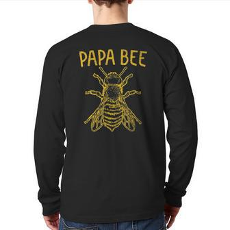 Mens Bee Papa Dad Father Keeper Keeping Apiarist Hive Back Print Long Sleeve T-shirt | Mazezy