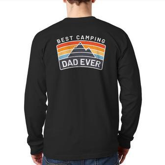 Mens Best Camping Dad Ever Fathers Who Camp Back Print Long Sleeve T-shirt | Mazezy