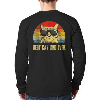 Mens Best Cat Dad Ever Cat Dad Father Back Print Long Sleeve T-shirt | Mazezy